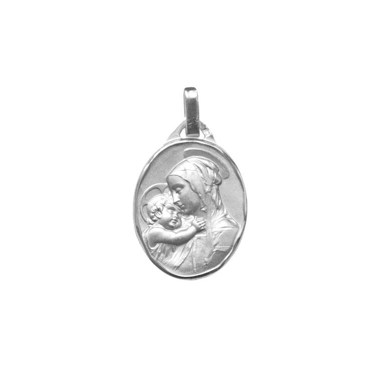 Médaille de la Vierge à l'Enfant de Botticelli ovale - argent