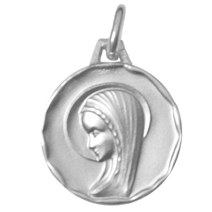 Médaille de la Vierge de profil avec bord - argent