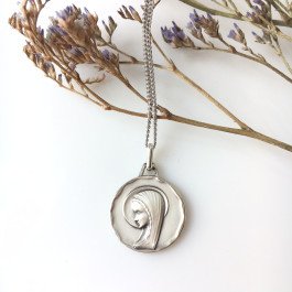 Médaille de la Vierge de profil avec bord - argent