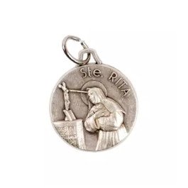 Médaille Sainte Rita - métal argenté -  18 mm