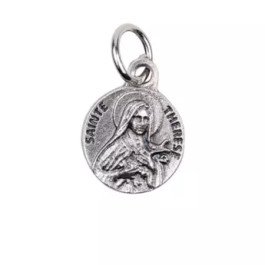 Médaille Sainte Thérèse - métal argenté - 12 mm