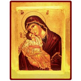 Icône Creuse Vierge de Tendresse rouge