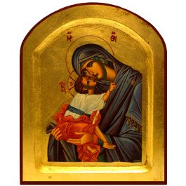 Icône Creuse Arrondie Vierge de Tendresse Bleue