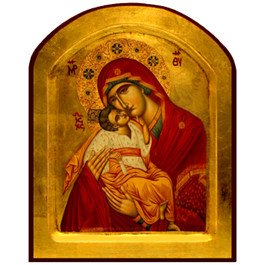 Icône Creuse Arrondie Vierge de Tendresse auréolée