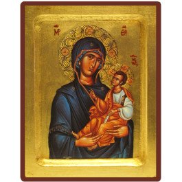 Icône Creuse Vierge Toute Puissante bleue auréolée