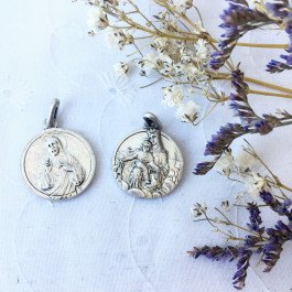 Médaille Scapulaire métal - métal argenté - 18 mm