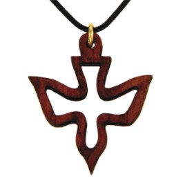 Pendentif Colombe de l'Esprit - Bois avec cordon