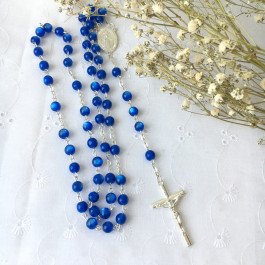 Chapelet Vierge Miraculeuse - Résine Bleue