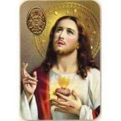 Carte de prière avec poinçon - Sacré Cœur de Jésus