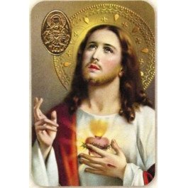 Carte de prière avec poinçon - Sacré-Cœur de Jésus