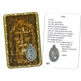 Carte de prière avec médaille en métal - Saint Suaire