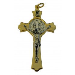 Croix Saint Benoit dorée - 7 cm