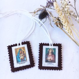 Scapulaire Notre-Dame du Mont Carmel en tissu - Petit format