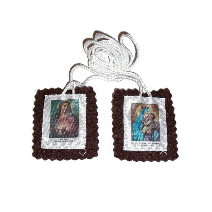 Scapulaire Notre-Dame du Mont Carmel en tissu - Petit format