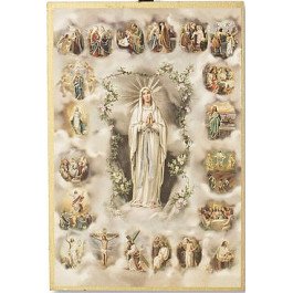 Cadre à suspendre de Notre-Dame de Lourdes et du Rosaire