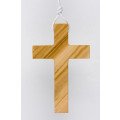 Croix d'aube bois d'olivier avec fin cordon - 8 cm