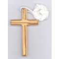 Croix d'aube en bois d'olivier biseautée avec cordon - 9,5 cm