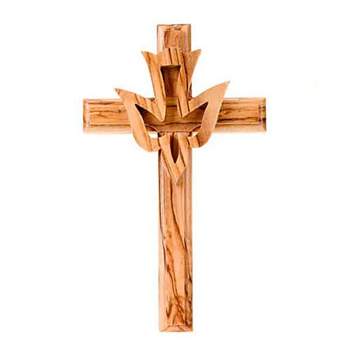 Crucifix avec colombe - Bois d'olivier