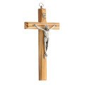 Crucifix en bois d'olivier biseauté