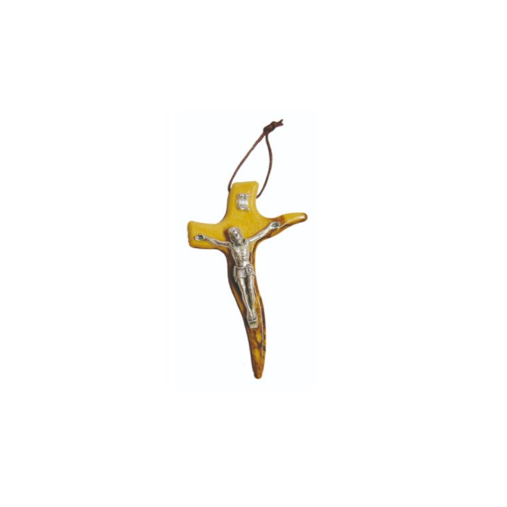 Crucifix moderne en bois d'olivier