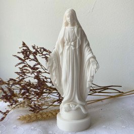 Statue Vierge Miraculeuse blanche en albâtre