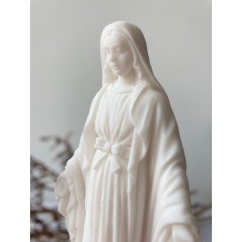 Statue Vierge Miraculeuse blanche en albâtre