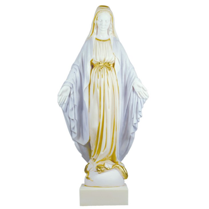Statue Vierge Miraculeuse colorée en albâtre