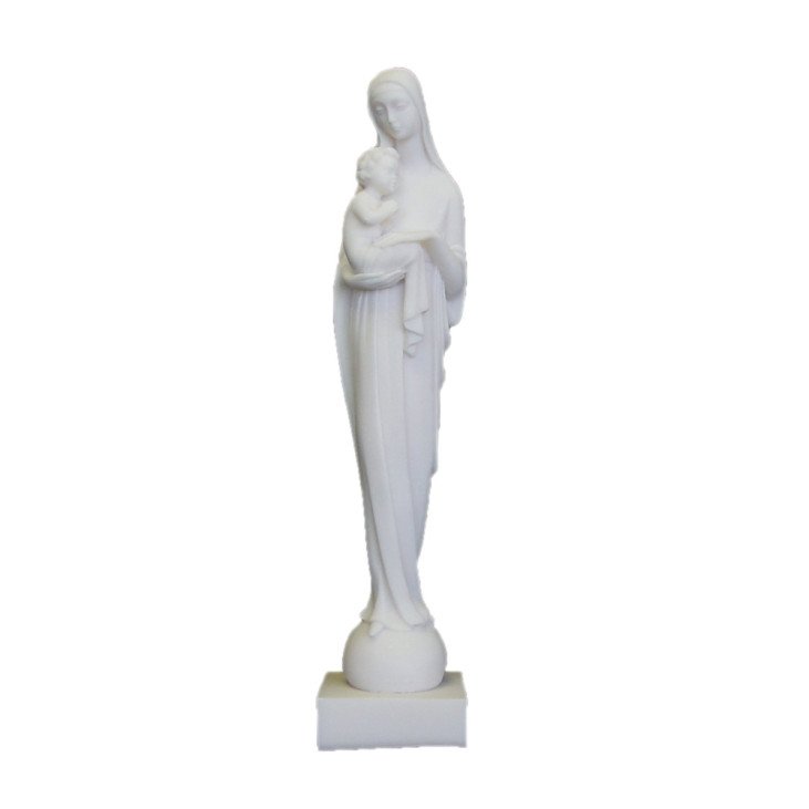 Statue de la Vierge à l'Enfant en albâtre style 