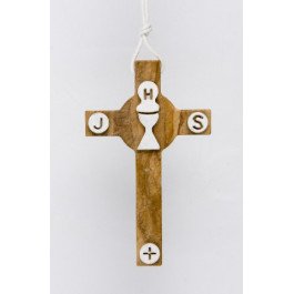 Croix d'aube de communion calice avec cordon - 7,5 cm