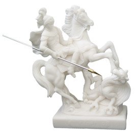 Statue de Saint Georges en albâtre - 20 cm