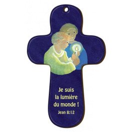Croix en bois - Maïté Roche "Je suis la lumière du monde !"