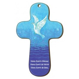 Croix en bois - Maïté Roche "Viens Esprit de Dieu !"