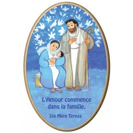 Cadre en bois Maïté Roche bleu  "L'amour commence dans la famille"