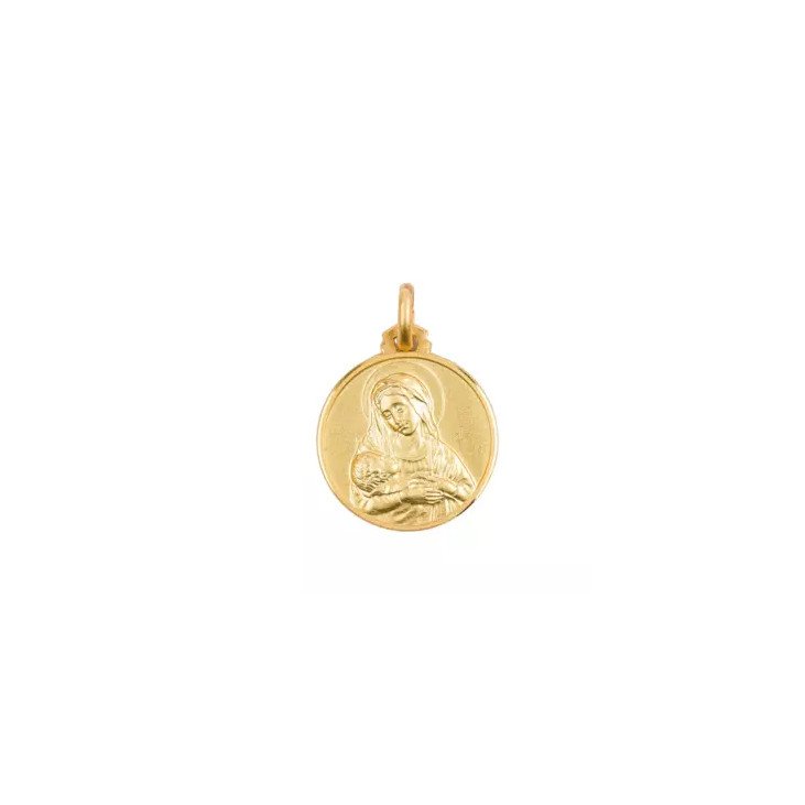 Médaille de la Vierge à l'Enfant - 18 mm - plaqué or