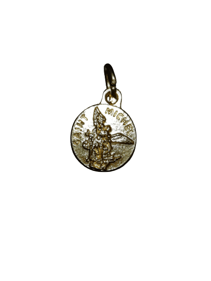Médaille en métal dorée de Saint Michel - 12mm