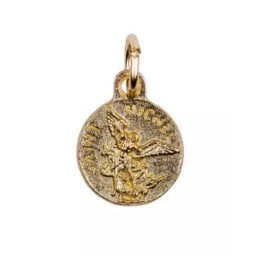 Médaille de Saint Michel -  en métal doré - 12 mm