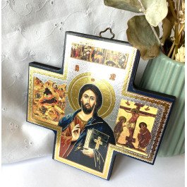 Icône en Croix du Christ Pantocrator