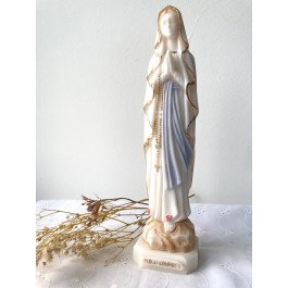 Statue Notre-Dame de Lourdes albâtre coloré - 20 cm