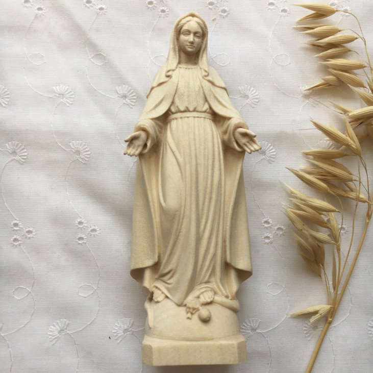 Statue de la Vierge Miraculeuse en bois - 14 cm