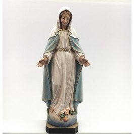 Statue de la Vierge Miraculeuse - bois polychrome - 14 cm