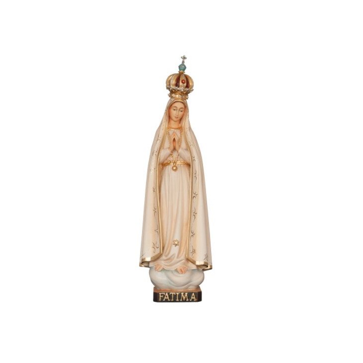 Statue de Notre-Dame de Fatima - bois polychrome - 16 cm