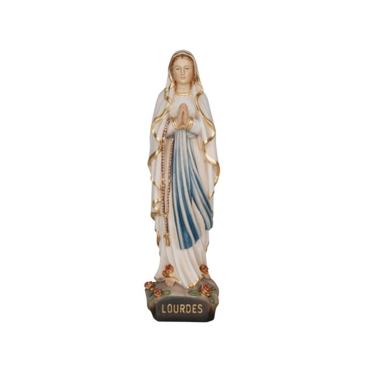 Statue de Notre-Dame de Lourdes - bois polychrome - 14 cm