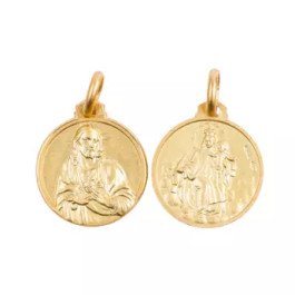 Médaille Scapulaire ND du Mont Carmel et Sacré-Coeur - bord fin - plaqué or