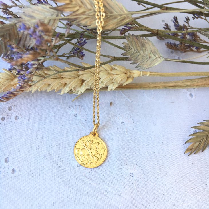 Médaille Saint Georges bord fin - plaqué or