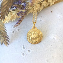 Médaille Saint Georges bord fin - plaqué or