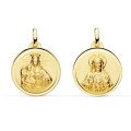 Médaille Scapulaire double face creuse 18 mm en or 18 carats