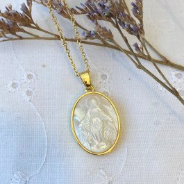 Médaille Vierge Miraculeuse en nacre - 22 mm
