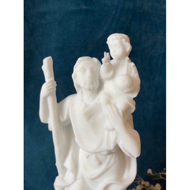 Statue Saint Christophe - Albâtre - 17 cm