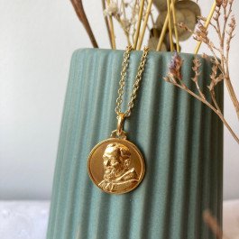 Médaille Padre Pio 18 mm - Plaqué or