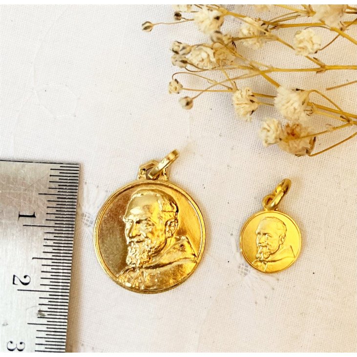 Médaille Padre Pio 18 mm - Plaqué or